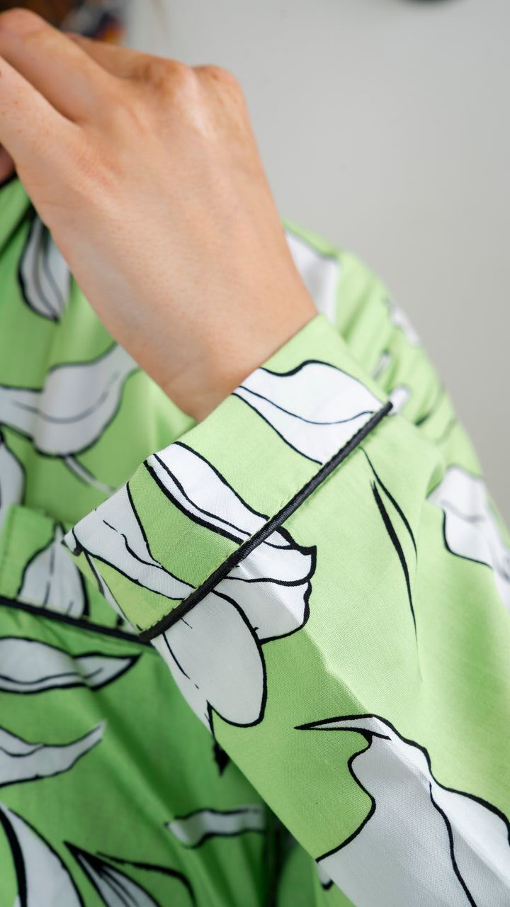 Light Green Leaves PJ Set