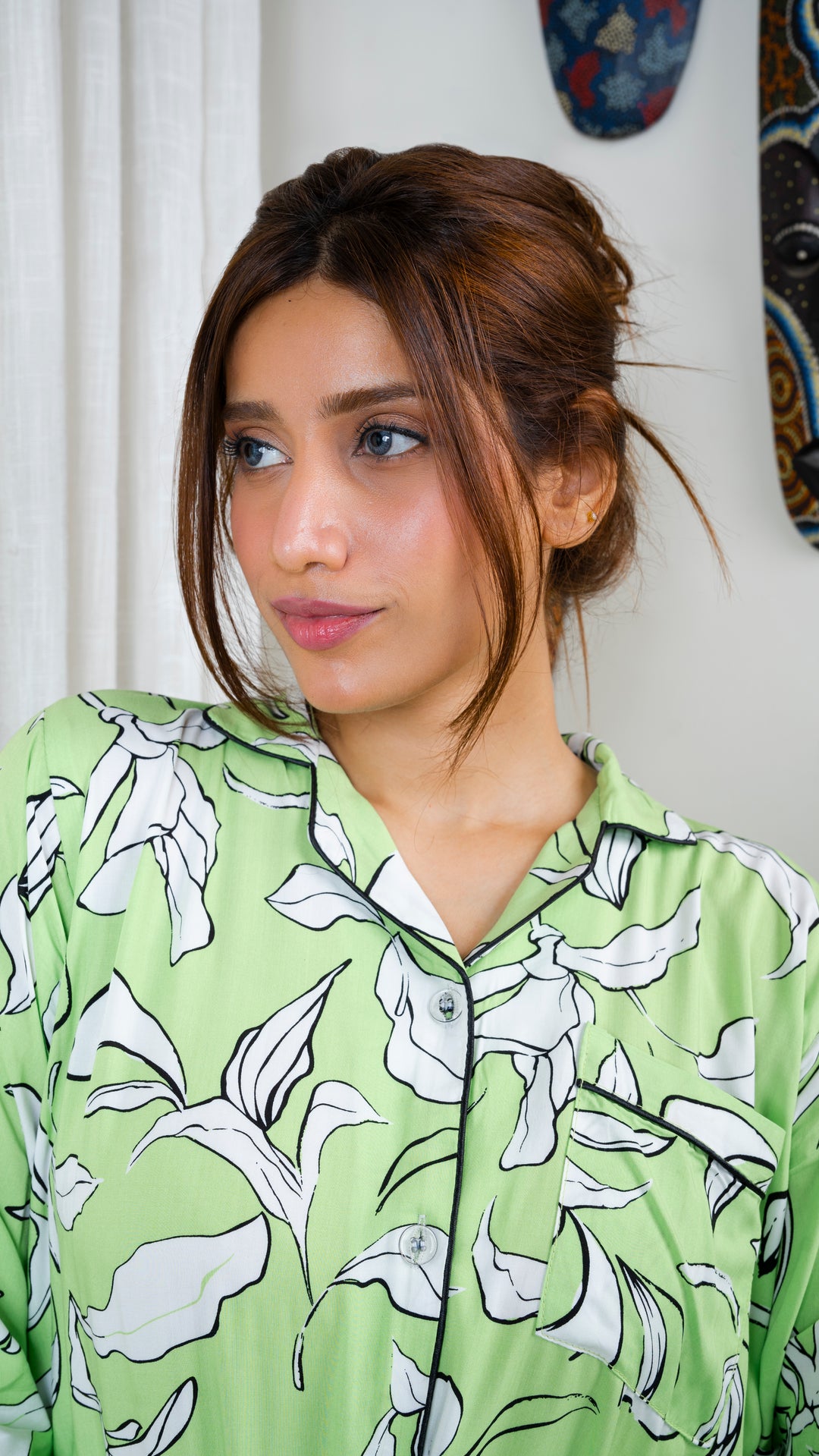 Light Green Leaves PJ Set